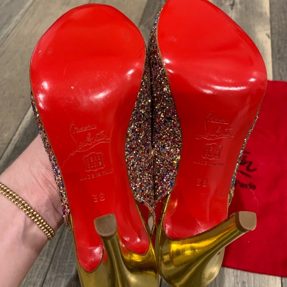 Christian Louboutin gold glitter no prive heels - Picture 7 of 8